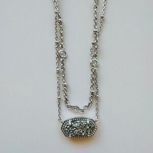 Kendra Scott double strand grey drusy necklace